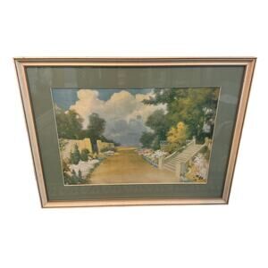 Vintage R. Atkinson Fox “Garden Promenade” Framed Art Print Cottagecore Foxiana